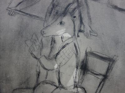 Marc CHAGALL : Amoureux et chèvre - Lithographie signée 1958 2