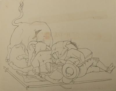 Pierre-Yves TREMOIS : Le picador vaincu - Dessin original, 1959 2