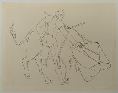 Pierre-Yves TREMOIS : Le toréador au combat - Dessin original, 1959 2