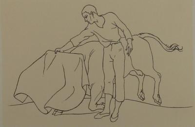 Pierre-Yves TREMOIS : Leonardo au taureau - Dessin original, 1959 2