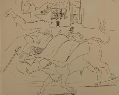 Pierre-Yves TREMOIS: The running of the bulls - Original drawing, 1959 2
