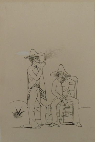 Pierre-Yves TREMOIS : Fumeurs de pipe - Dessin original, 1959 2