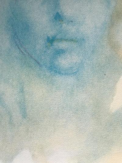 Lithographie originale signée de Leonor Fini - Visage bleu 2