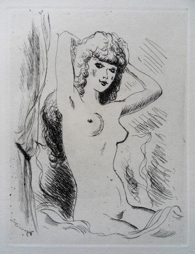 André DIGNIMONT : Nu se coiffant, 1942 - Gravure originale Signée 2