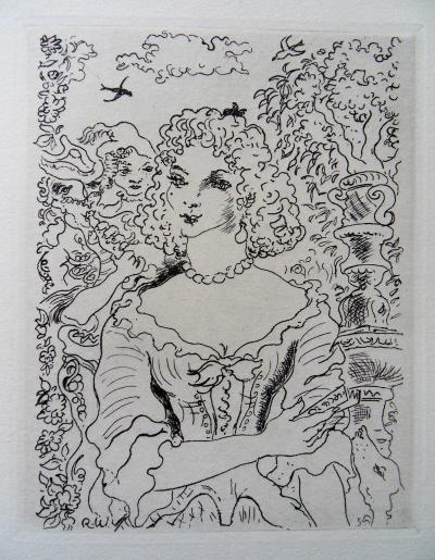Roger WILD : Jeune fille et petits musiciens - Gravure originale Signée, 1942 2