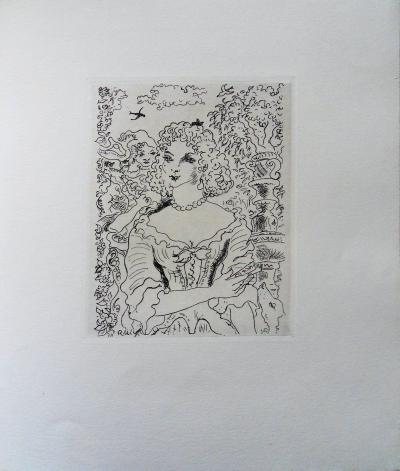 Roger WILD : Jeune fille et petits musiciens - Gravure originale Signée, 1942 2