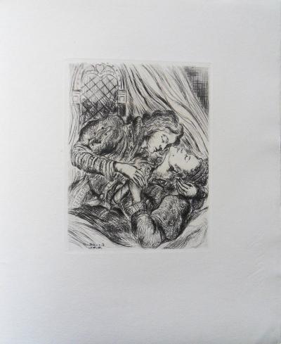 Luc Albert MOREAU : Les amants - Gravure originale Signée, 1942 2