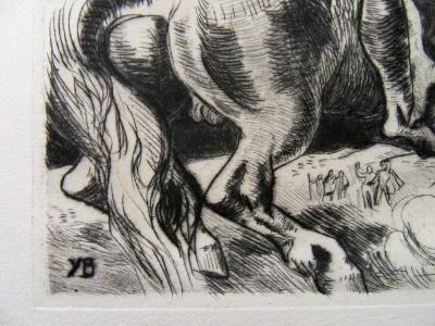 Yves BRAYER : L’enlèvement des Sabines - Gravure originale Signée, 1942 2