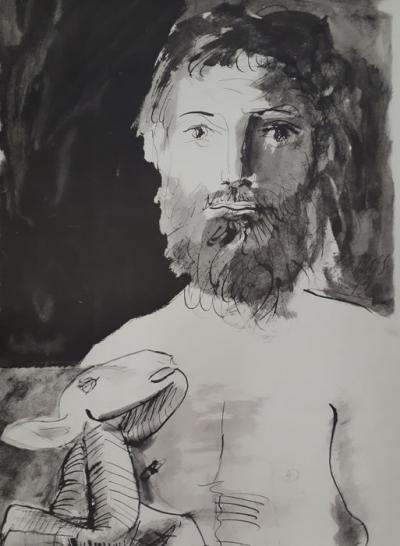 Pablo Picasso (d’après) : Homme au mouton - Lithographie, 1967 2