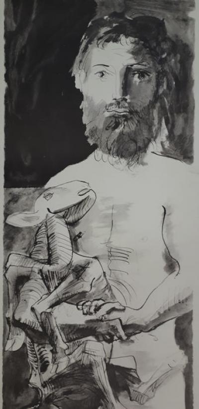 Pablo Picasso (d’après) : Homme au mouton - Lithographie, 1967 2