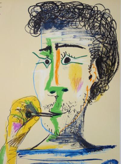Pablo PICASSO (d’après) - Homme à la marinière et à la cigarette, Lithographie signée 2