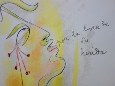 Jean COCTEAU: Blood and Gold Profile - Lithograph 2