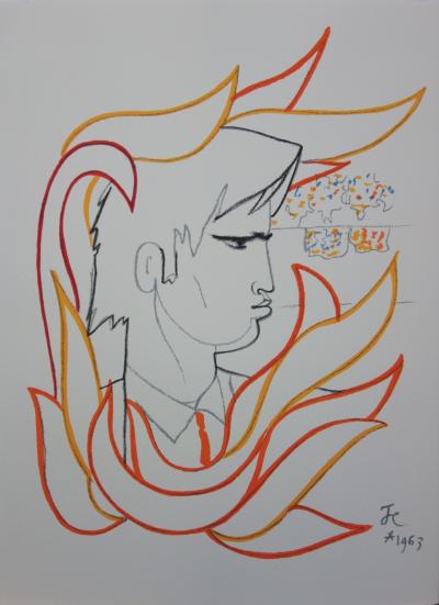 Jean COCTEAU : Toréador flamboyant - Lithographie signée