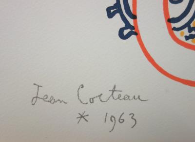 Jean COCTEAU : Face à face au soleil - Lithographie Signée 2