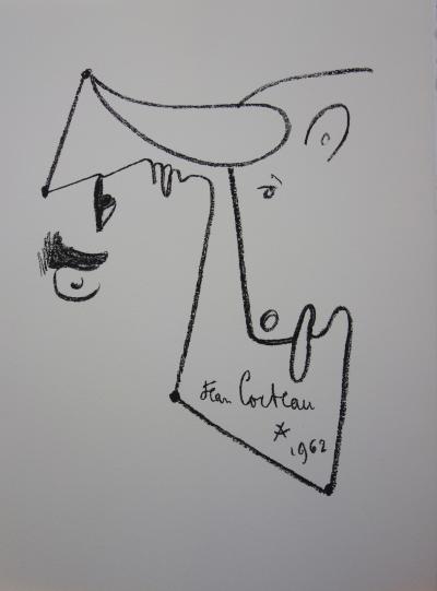Jean COCTEAU : Profils mêlés de torero et taureau - Lithographie Signée 2