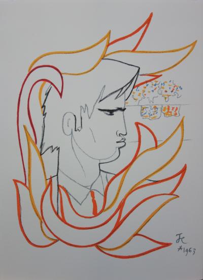 Jean COCTEAU : Toréador flamboyant, 1965 - Lithographie signée