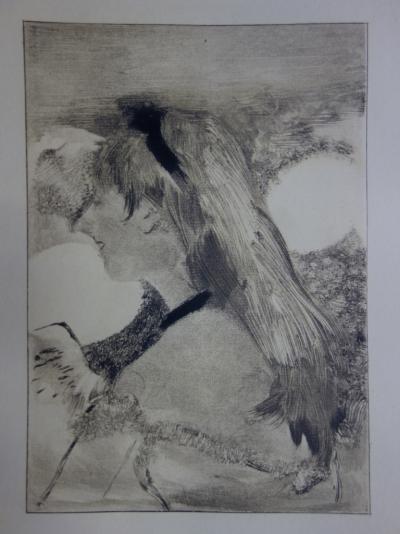 Edgar DEGAS : Fille au cheveux blonds - Gravure originale, 1935 2