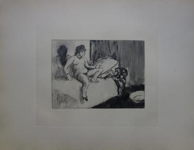 Edgar DEGAS (d’après) : La chambre au miroir - Gravure originale, 1935 2