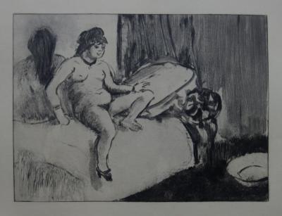 Edgar DEGAS (d’après) : La chambre au miroir - Gravure originale, 1935 2