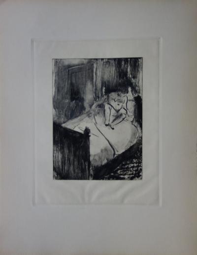 Edgar DEGAS : Femme attendant au lit, 1935 - Gravure originale 2