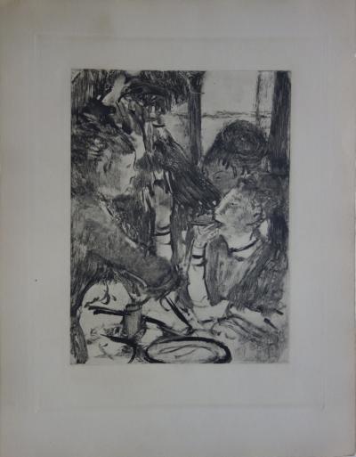 Edgar DEGAS - Women sharing a meal - original etching, 1935 2