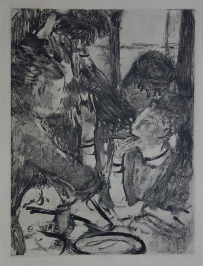Edgar DEGAS - Women sharing a meal - original etching, 1935 2