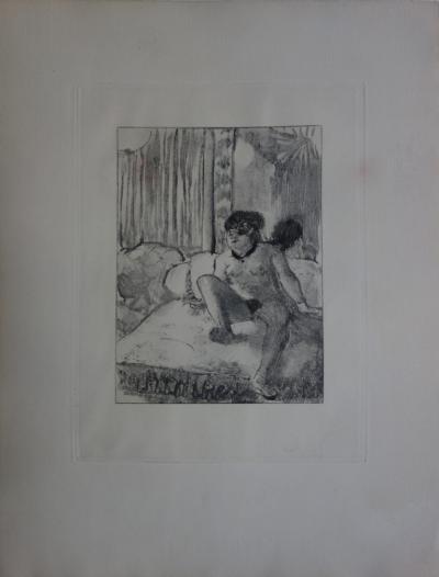 Edgar DEGAS : Fille se reposant nu - Gravure originale, 1935 2