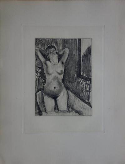 Edgar DEGAS : Deux filles se lavant les cheveux - Gravure originale, 1935 2