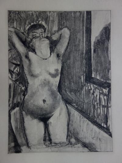 Edgar DEGAS : Deux filles se lavant les cheveux - Gravure originale, 1935 2