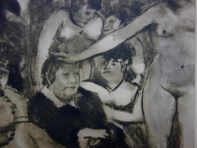 Edgar DEGAS (after) - The Patronne surrounded by her daughters, original etching, 1935 2