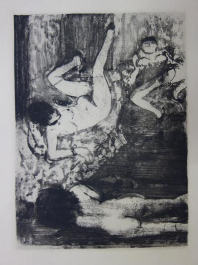 Edgar DEGAS (d’après) : Les filles épuisées - Gravure originale, 1935 2