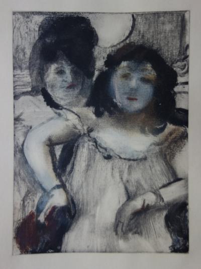 Edgar DEGAS : Deux filles maquillées - Gravure originale, 1935 2