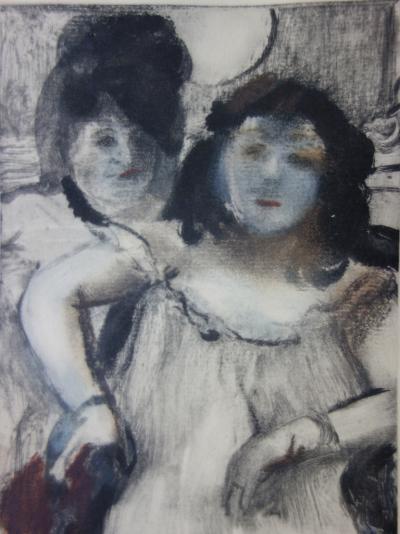 Edgar DEGAS (d’après) : Deux filles maquillées - Gravure originale, 1935 2