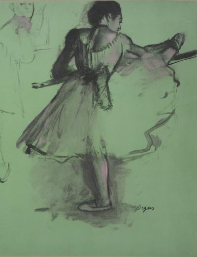 Edgar DEGAS (d’après) : Deux danseuses à la barre d’exercice - Lithographie signée 2