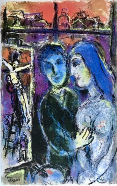Lithographie d’après Marc Chagall - Deux à la fenêtre 2