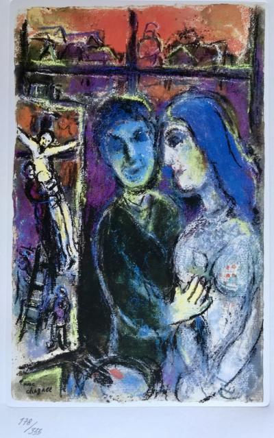Lithographie d’après Marc Chagall - Deux à la fenêtre 2