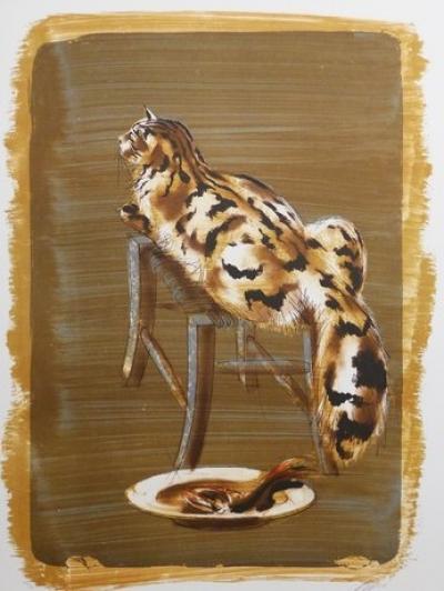 Hans ERNI - Le chat et corbeille - Lithographie originale signée au crayon 2