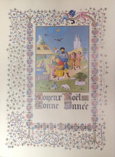 HERGE, Les Très Riches Heures du duc de Moulinsart, Carte de voeux, Enluminure 1967 2