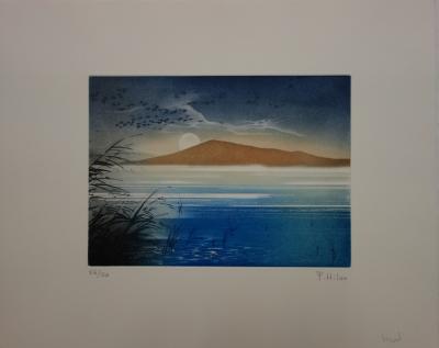 France HILON : Lac bleu, Gravure originale signée 2