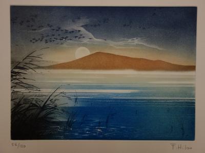 France HILON : Lac bleu, Gravure originale signée 2