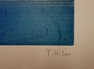 France HILON : Lac bleu, Gravure originale signée 2
