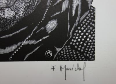 François MARECHAL : Portrait de Giacometti, Gravure originale signée 2