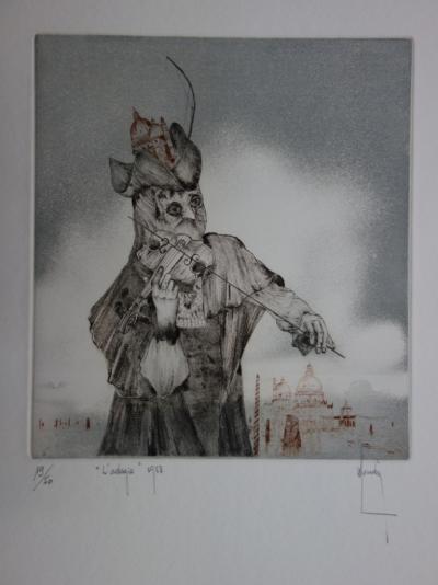 Bernard LOUEDIN : L’adagio (Carnaval de Venise), Gravure originale signée 2