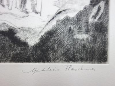 Madeleine FLASCHNER : La Traversée de la Mer Rouge, Gravure originale signée 2