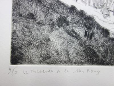 Madeleine FLASCHNER : La Traversée de la Mer Rouge, Gravure originale signée 2