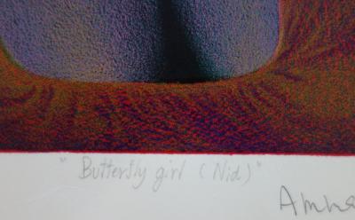 Amnat KONGWAREE : Butterly girl, lithographie originale signée 2