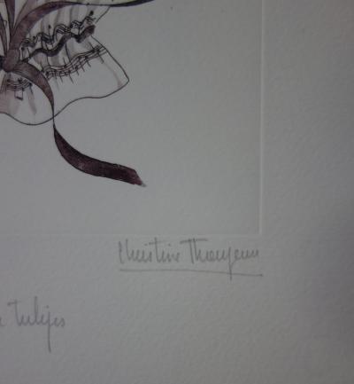 Christine THOUZEAU : Cornet de Tulipes, Gravure originale signée 2
