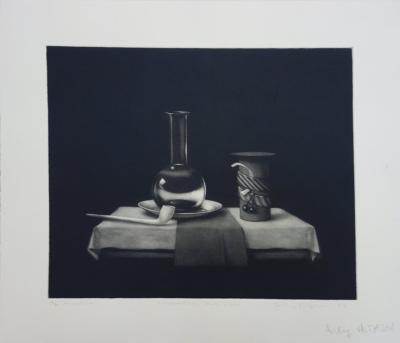 Earling VALTYRSON : Nature morte, Gravure originale signée 2