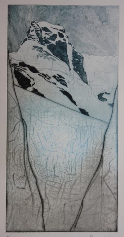 Véronique BONNARDEL : Montagne, Gravure originale signée 2