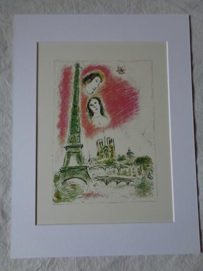 Marc CHAGALL (d’après) lithographie le reve de Paris 2